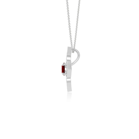 natural garnet 4 petal flower necklaces in sterling silver 