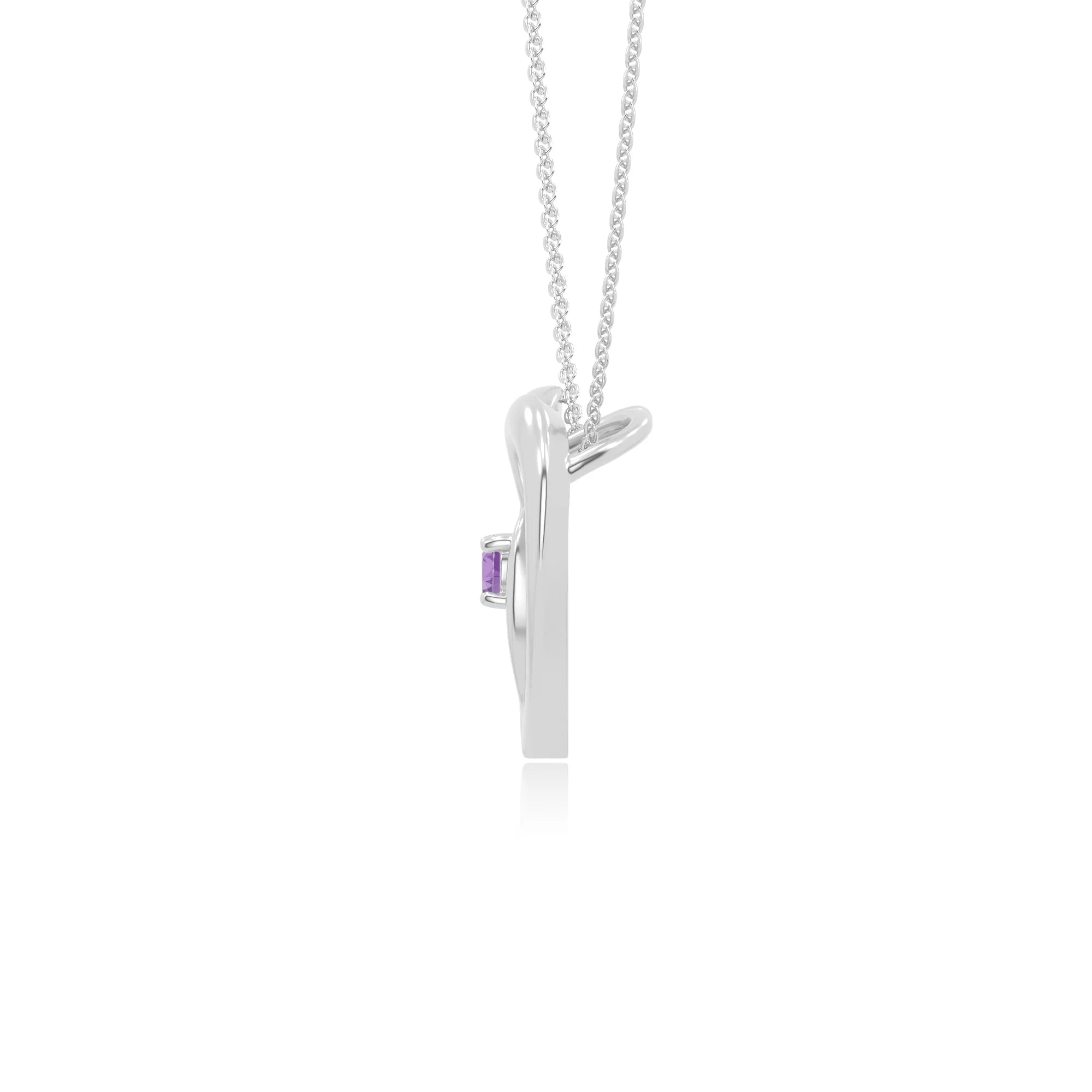 natural amethyst floral heart necklaces in sterling silver 