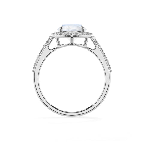 natural rainbow-moonstone round half eterity halo solitaire engagement ring