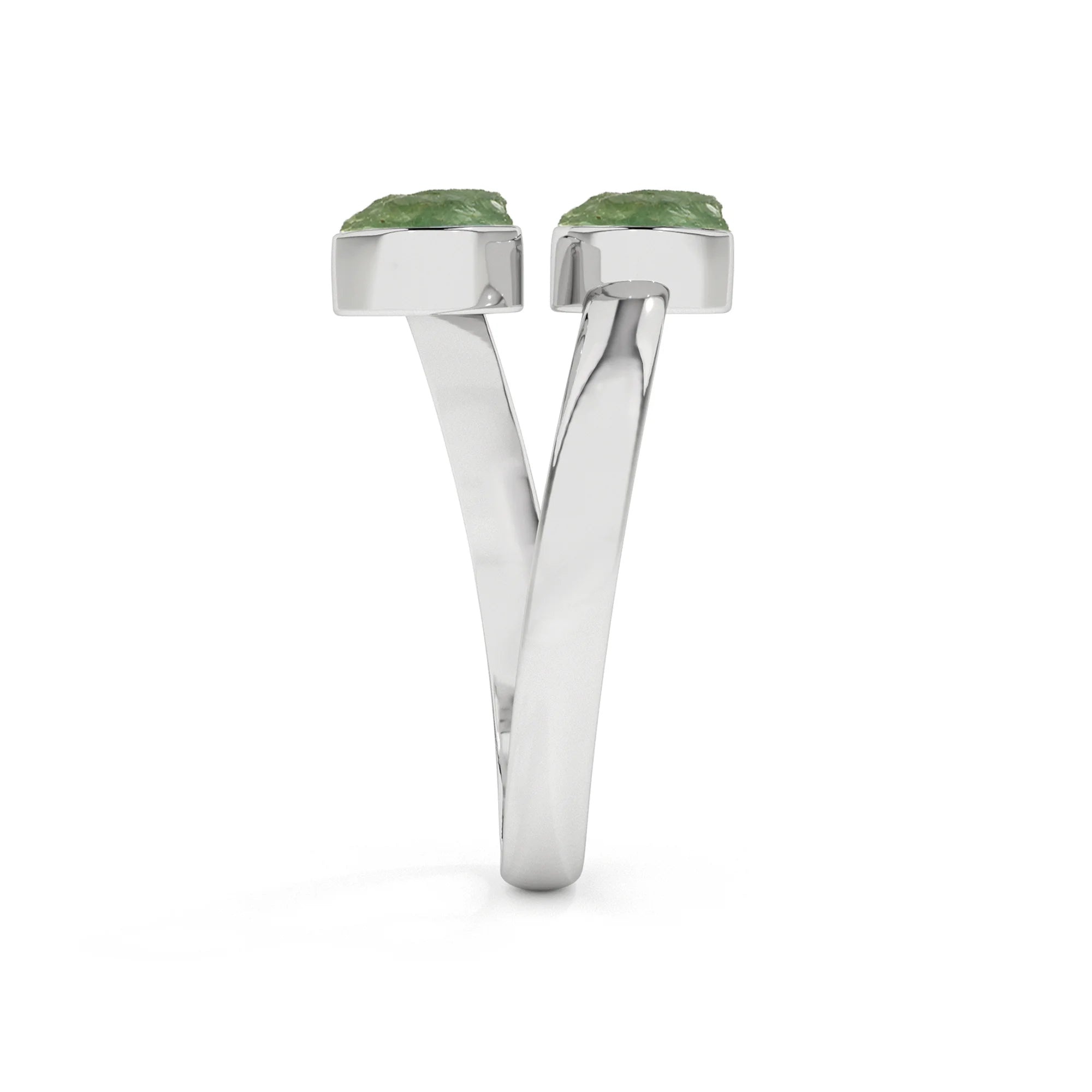 green-tourmaline rough shape stackable bezel-set ring