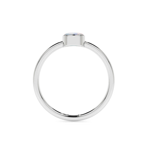 ethiopian opal round cab stackable bezel-set ring