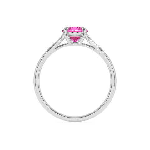 lab grown pink sapphire oval solitaire engagement ring