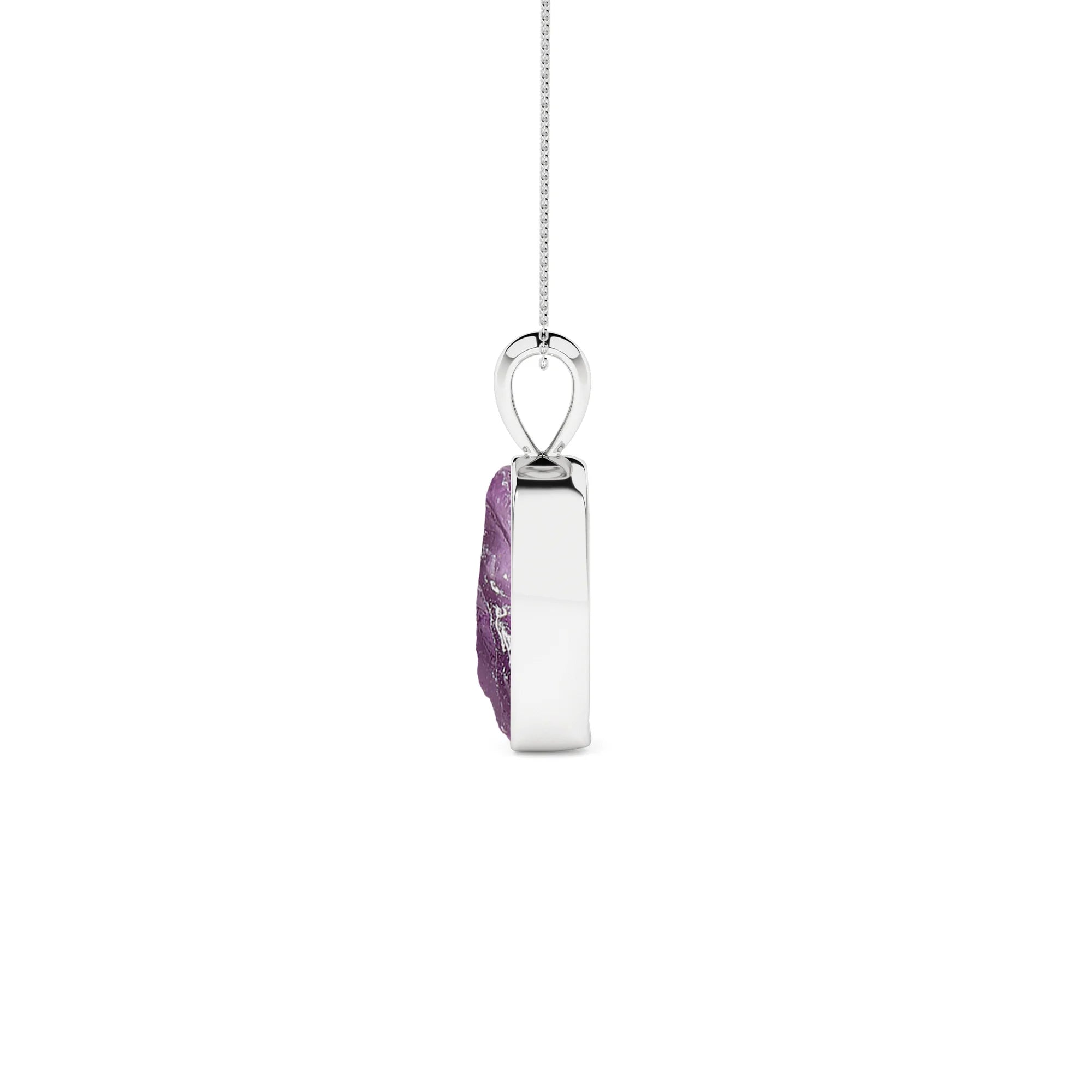 natural amethyst rough shape pendant necklace