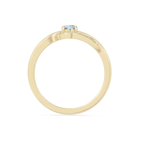 natural aquamarine infinity solitaire rings in yellow gold vermeil