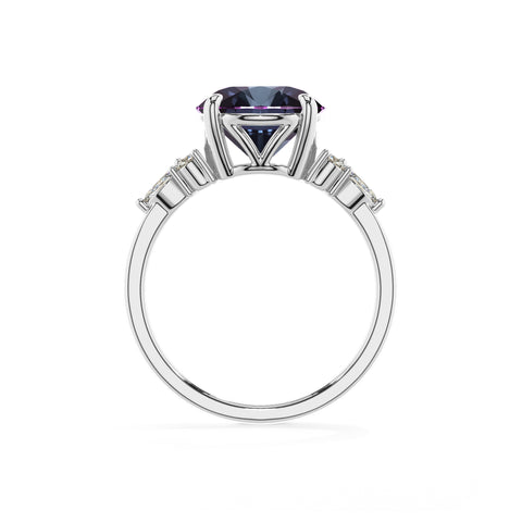 lab grown alexandrite round solitaire engagement ring