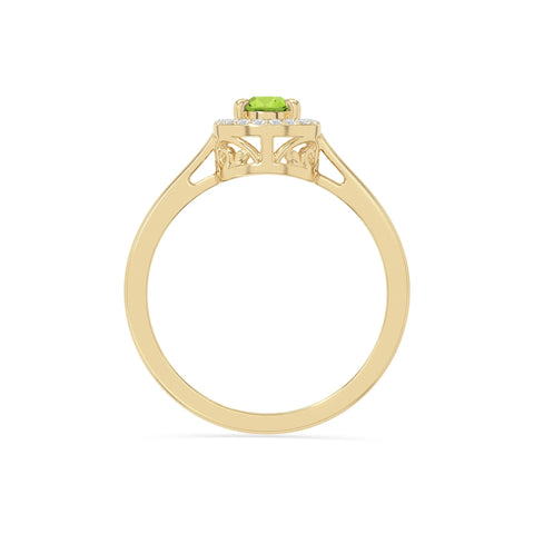 natural peridot solitaire halo engagement rings in yellow gold vermeil