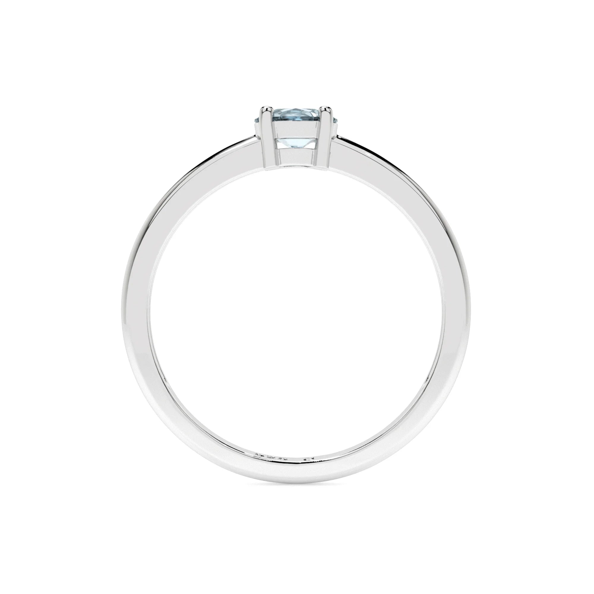 aquamarine round cut stackable prong-set ring