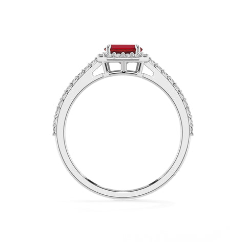 lab-grown ruby emerald half eterity halo solitaire engagement ring