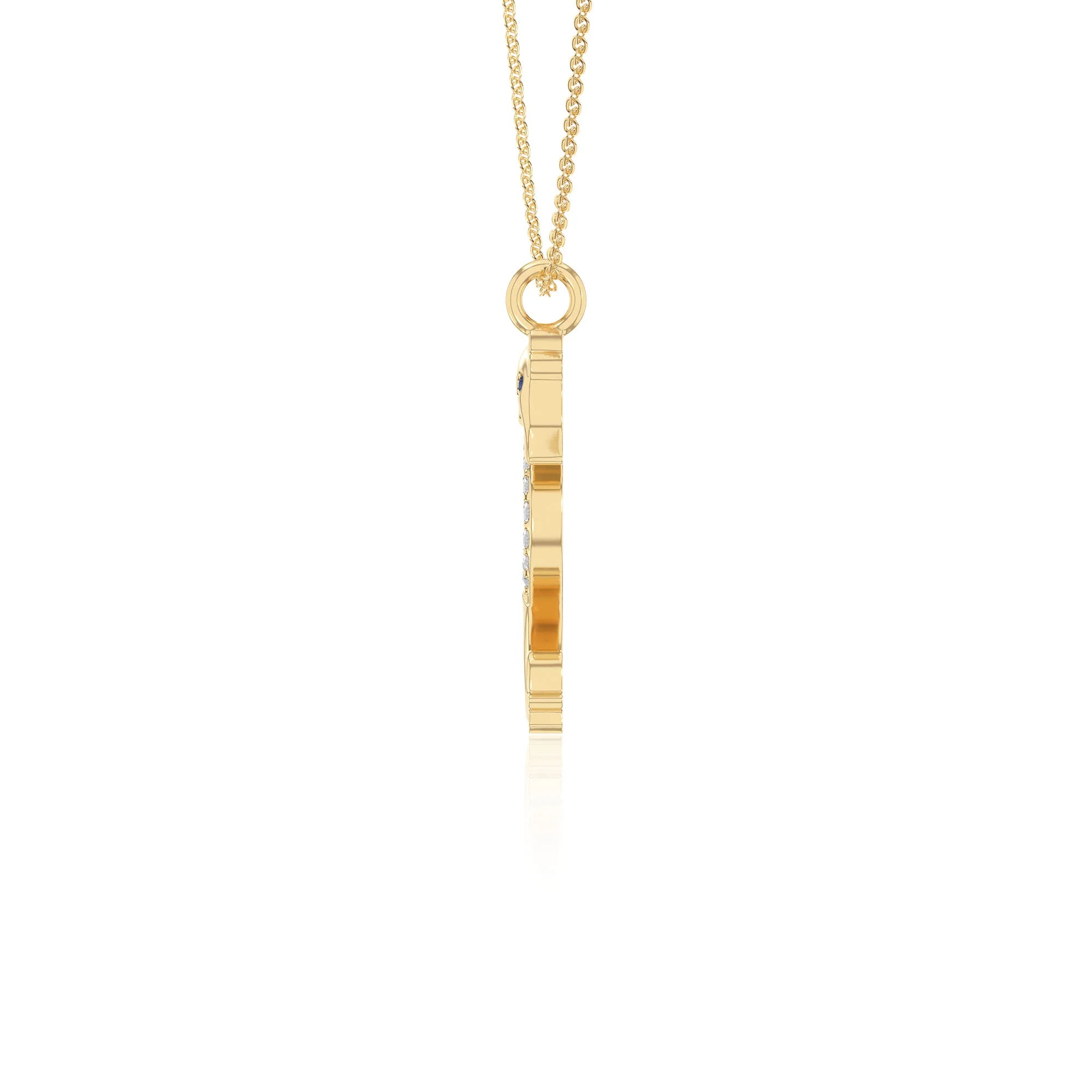 natural blue-sapphire sea horse necklaces in yellow gold vermeil 