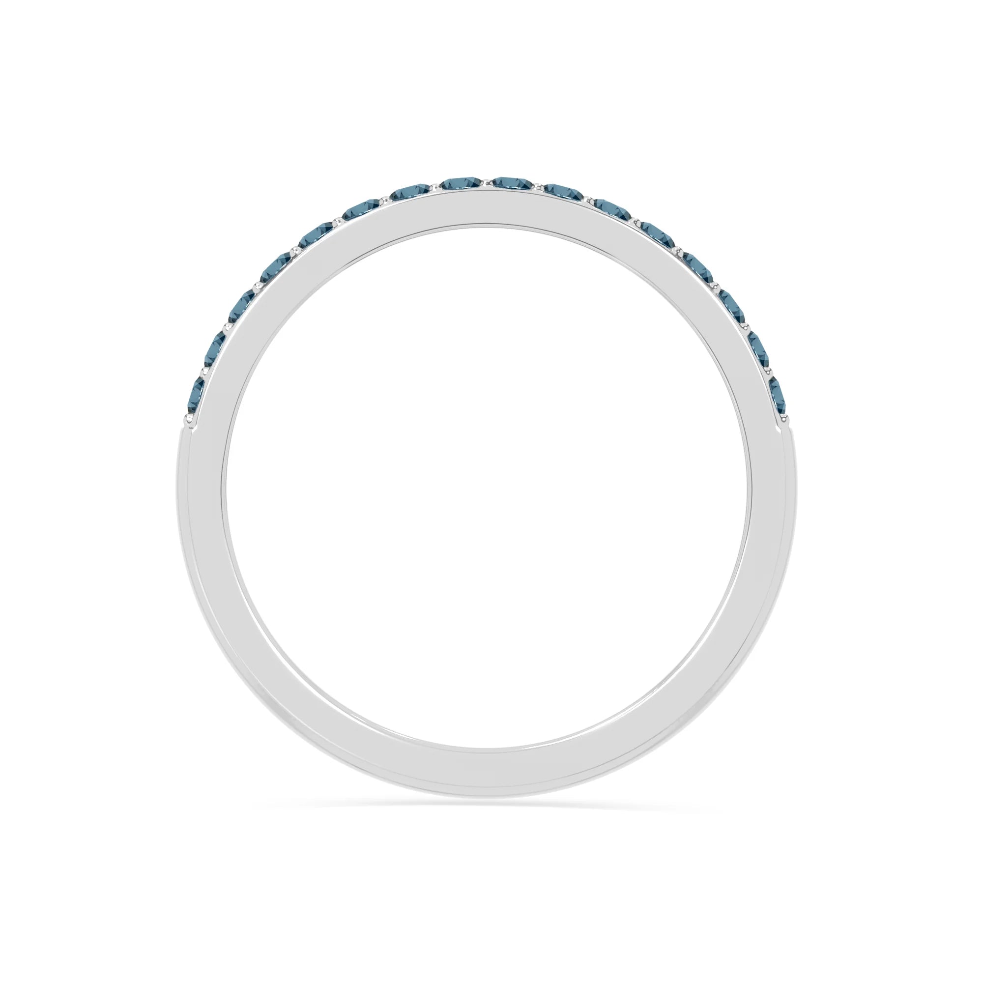 natural london blue topaz half eternity band rings in sterling silver 