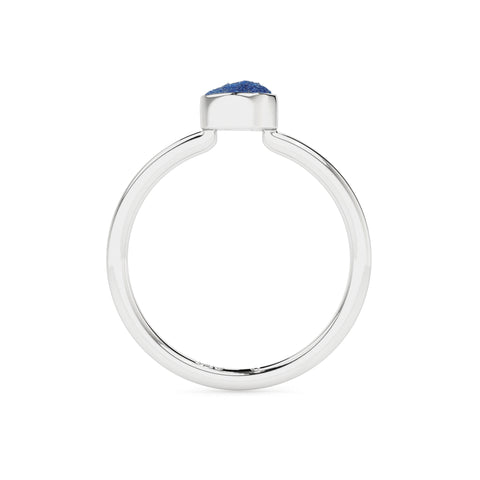 azurite rough shape stackable bezel-set ring