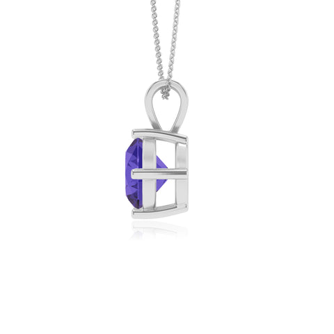 natural tanzanite round shape solitaire v-bale pendant necklace