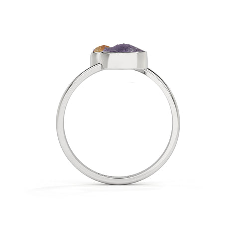 amethyst-citrine rough shape stackable bezel-set ring