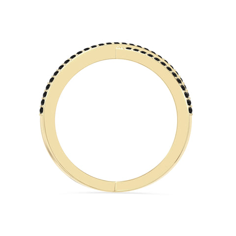 natural black onyx criss cross band rings in yellow gold vermeil