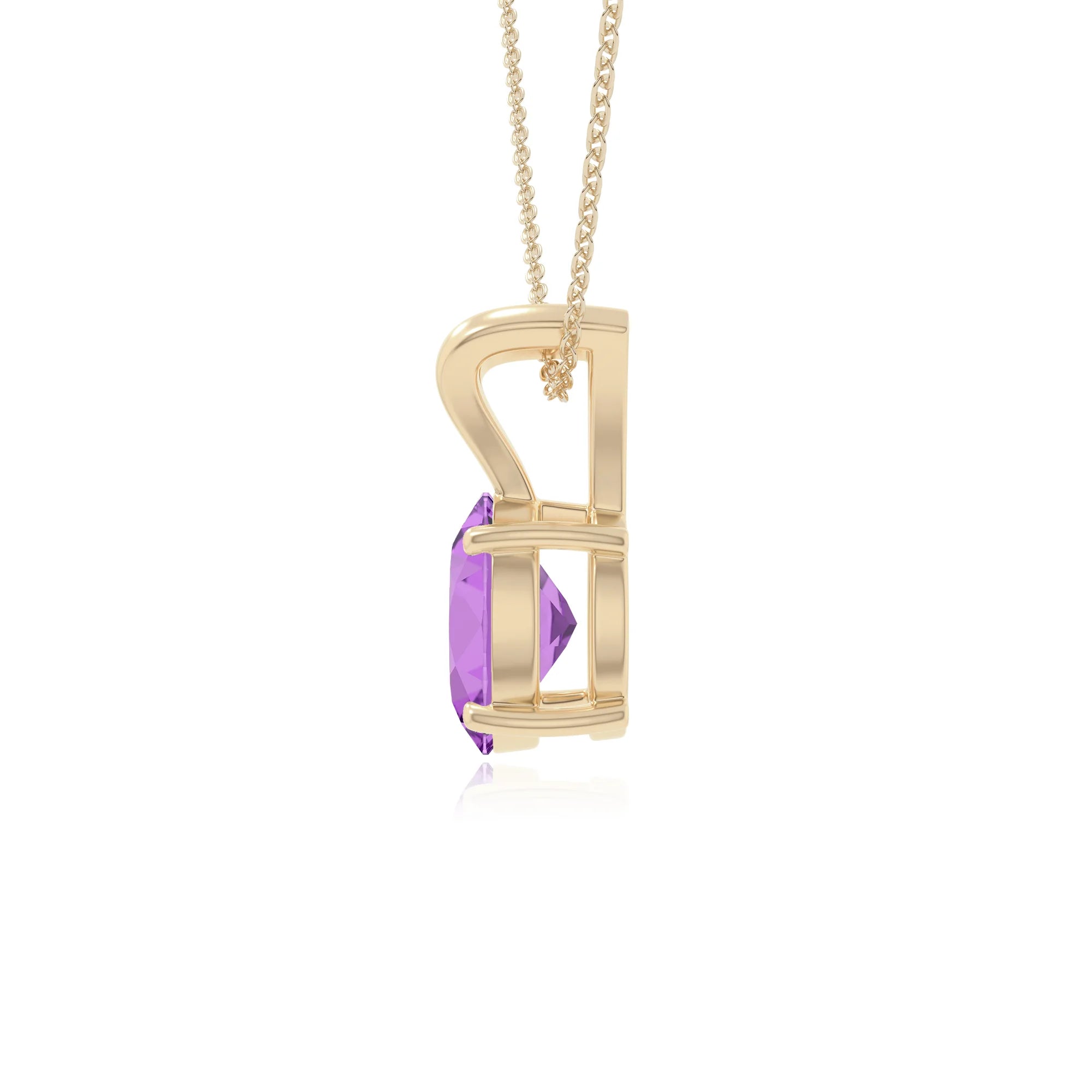 natural amethyst v-bale solitaire necklaces in yellow gold vermeil 