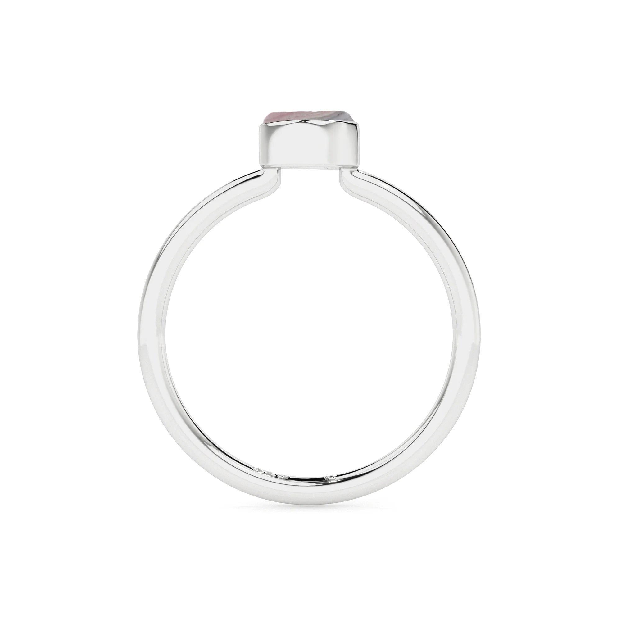 rhodochrosite rough shape stackable bezel-set ring