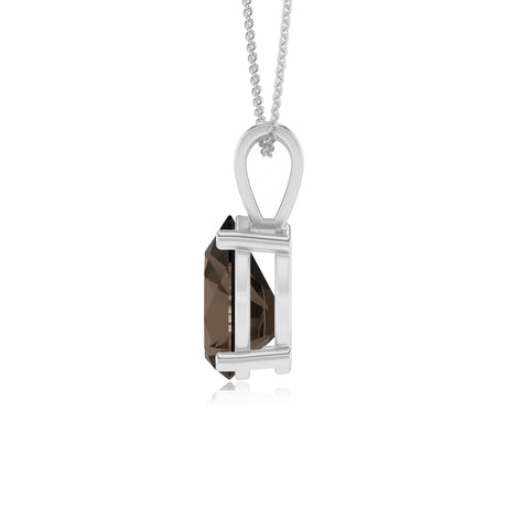 natural smoky quartz pear shape solitaire v-bale pendant necklace