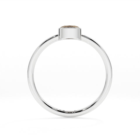 smoky quartz round cut stackable bezel-set ring