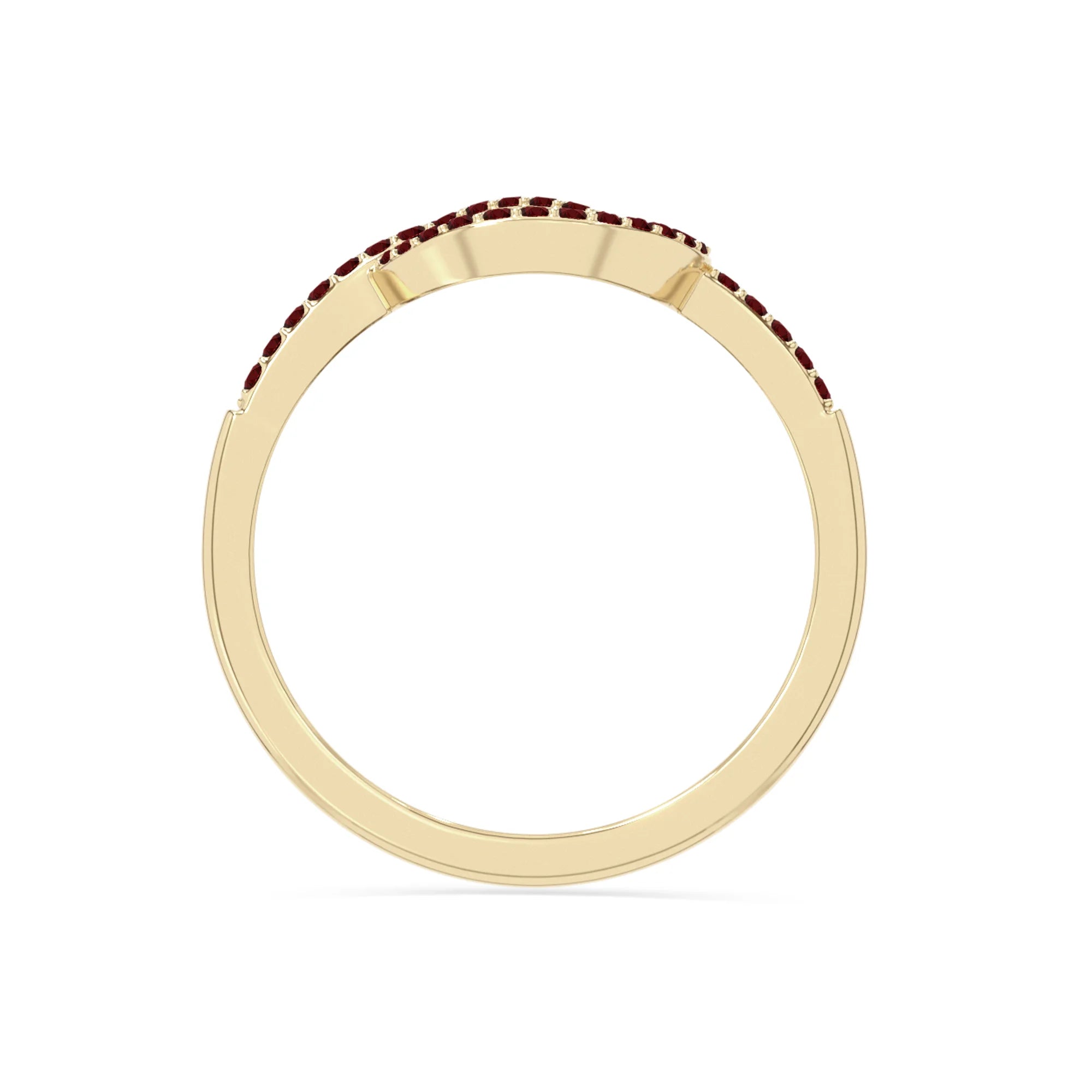 natural garnet infinity knot promise rings in yellow gold vermeil