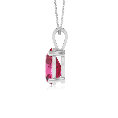 lab grown pink sapphire pear shape solitaire v-bale pendant necklace