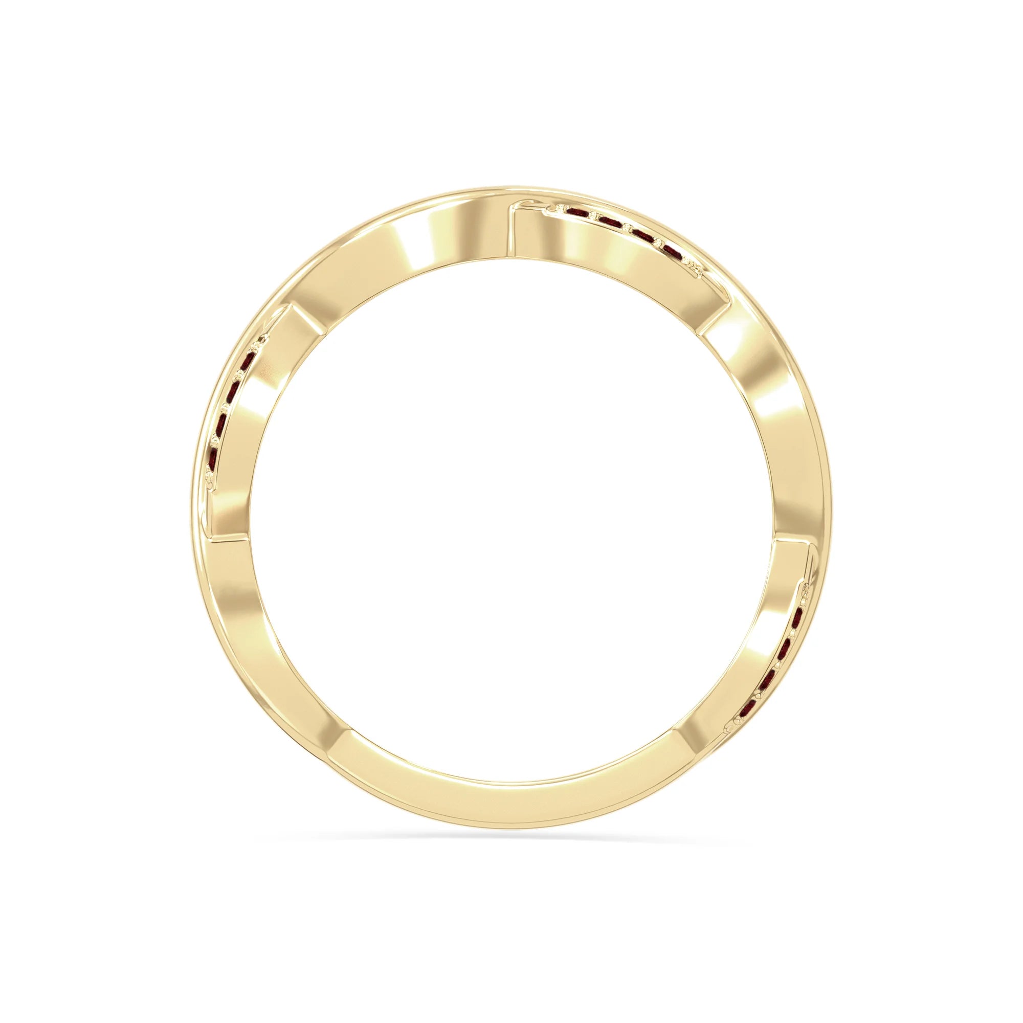 natural garnet twisted wedding band rings in yellow gold vermeil