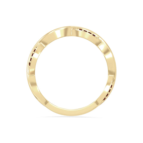 natural garnet twisted wedding band rings in yellow gold vermeil