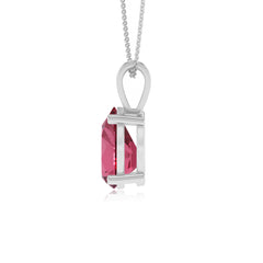 lab grown pink-tourmaline pear shape solitaire v-bale pendant necklace