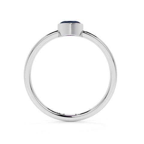 blue sapphire pear cut stackable bezel-set ring