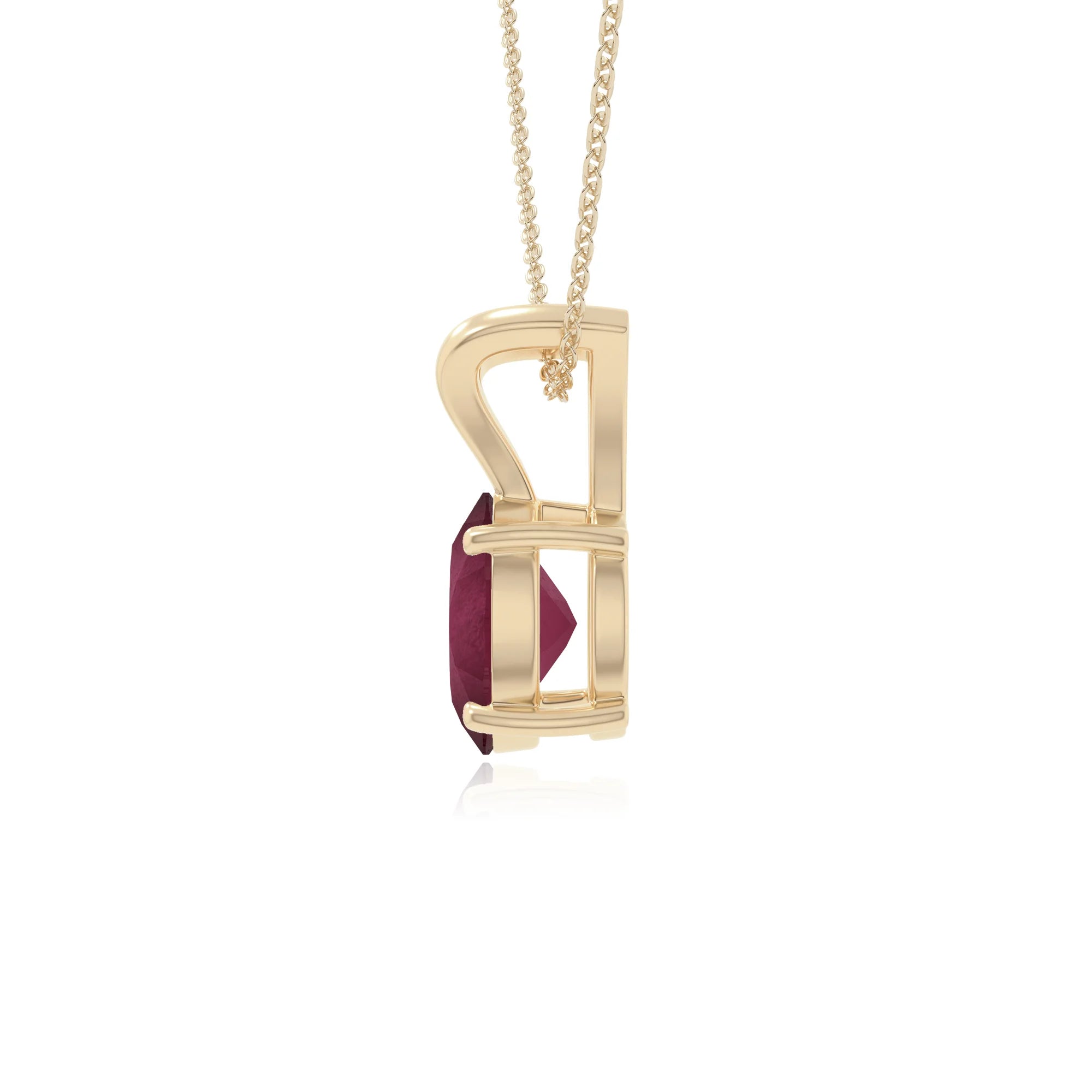 natural ruby v-bale solitaire necklaces in yellow gold vermeil 