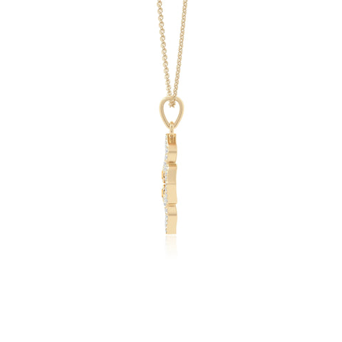 natural citrine 4 petal flower necklaces in yellow gold vermeil 