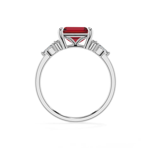 lab-grown ruby emerald solitaire engagement ring