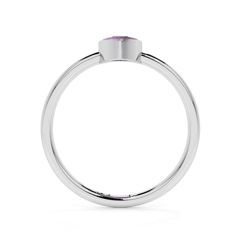 amethyst pear cut stackable bezel-set ring