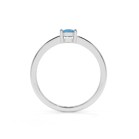 turquoise oval cab stackable prong-set ring