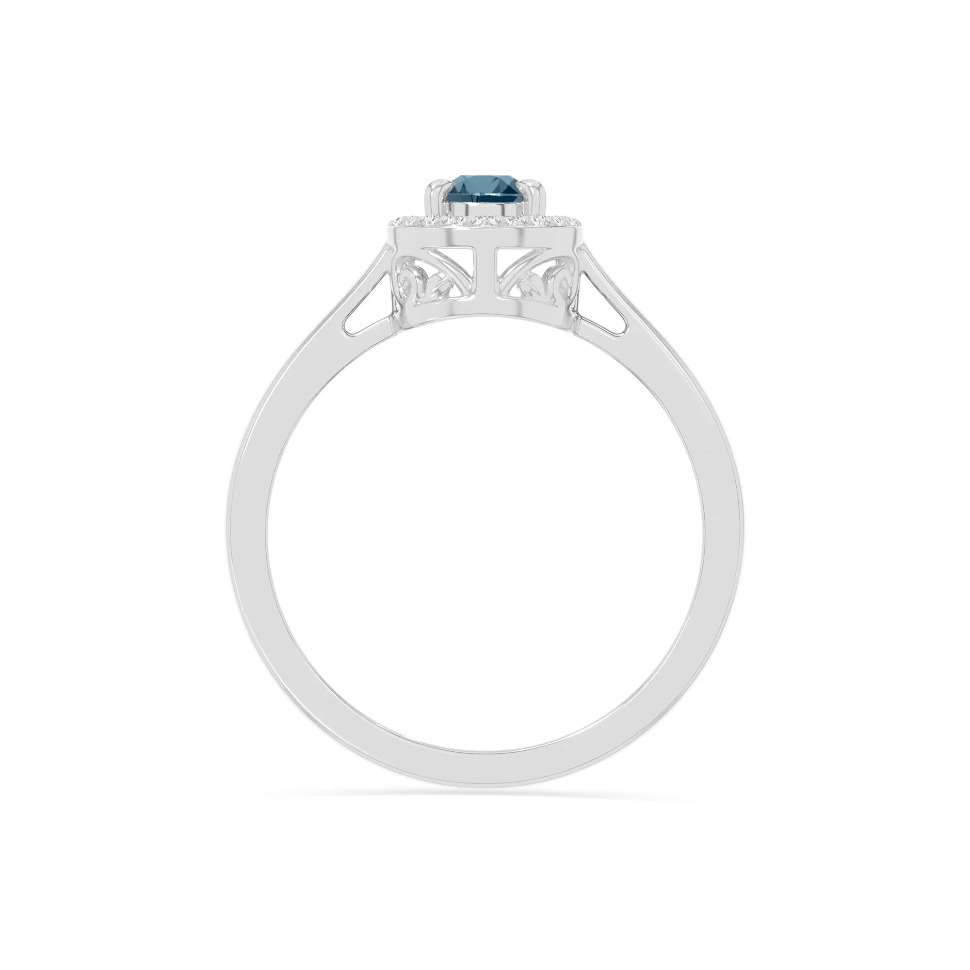 natural london blue topaz solitaire halo engagement rings in sterling silver 