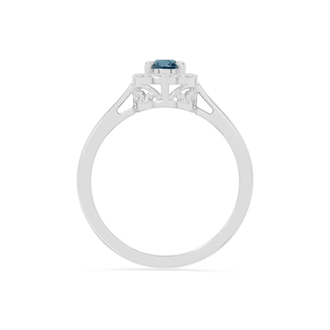 natural london blue topaz solitaire halo engagement rings in sterling silver 