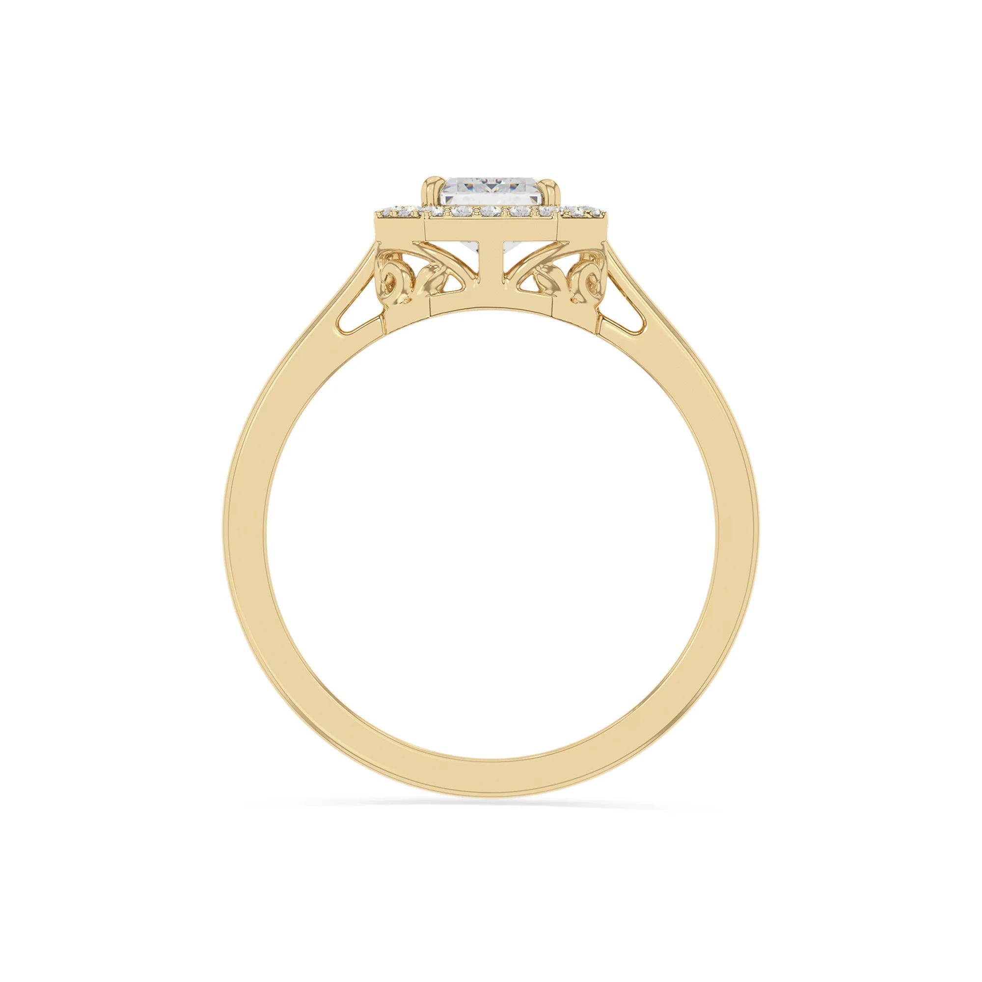 natural moissanite solitaire halo engagement rings in yellow gold vermeil