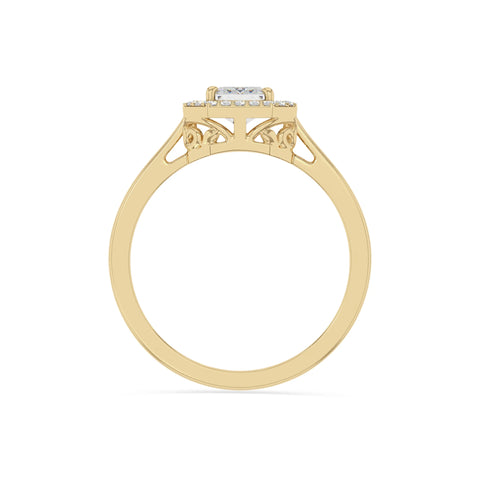 natural moissanite solitaire halo engagement rings in yellow gold vermeil