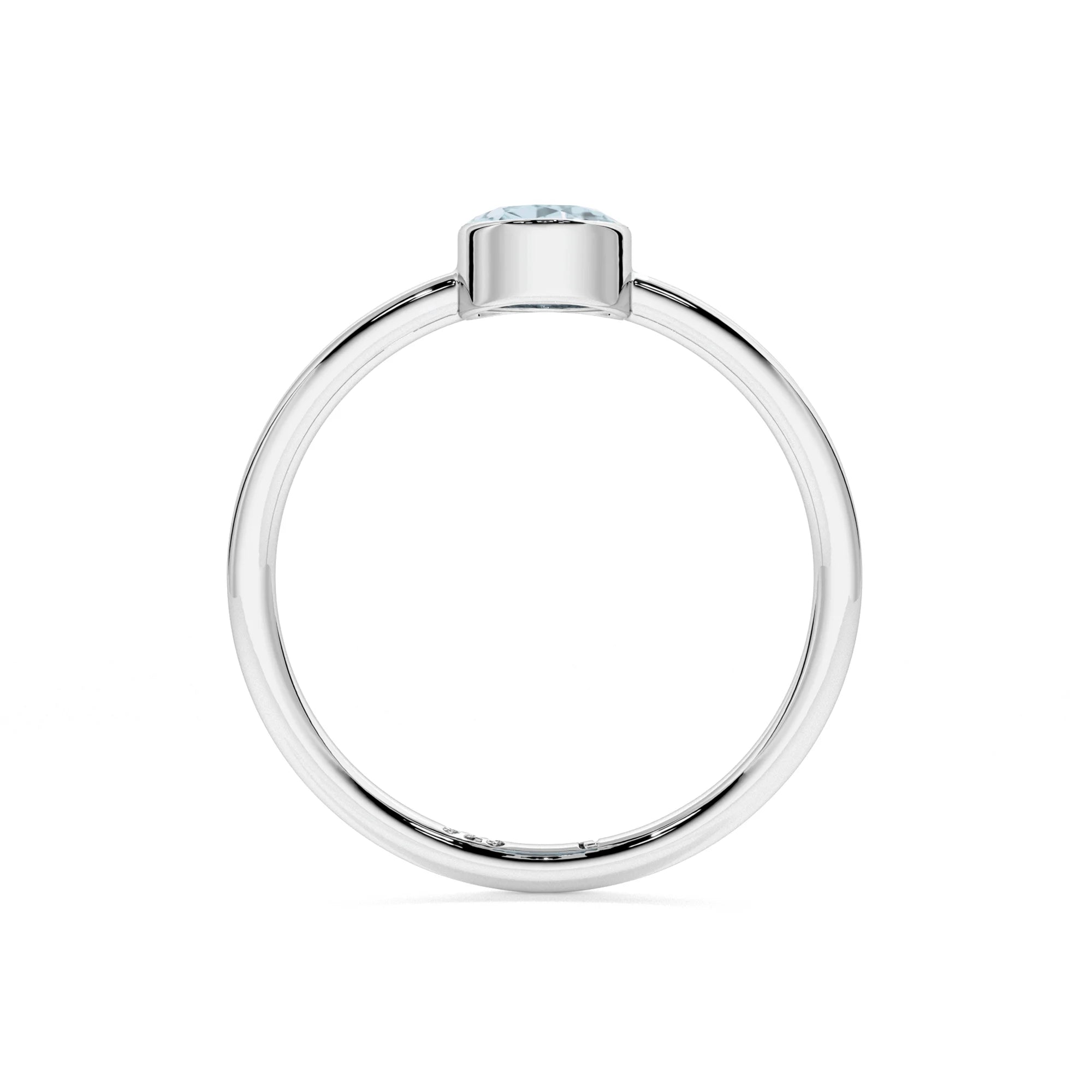 aquamarine oval cut stackable bezel-set ring