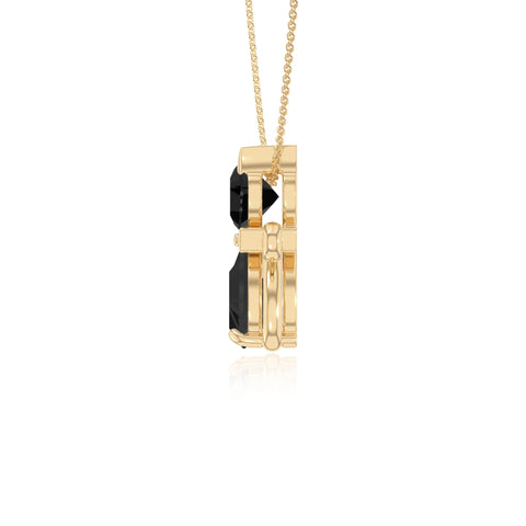 natural black-onyx heart in heart necklaces in yellow gold vermeil 