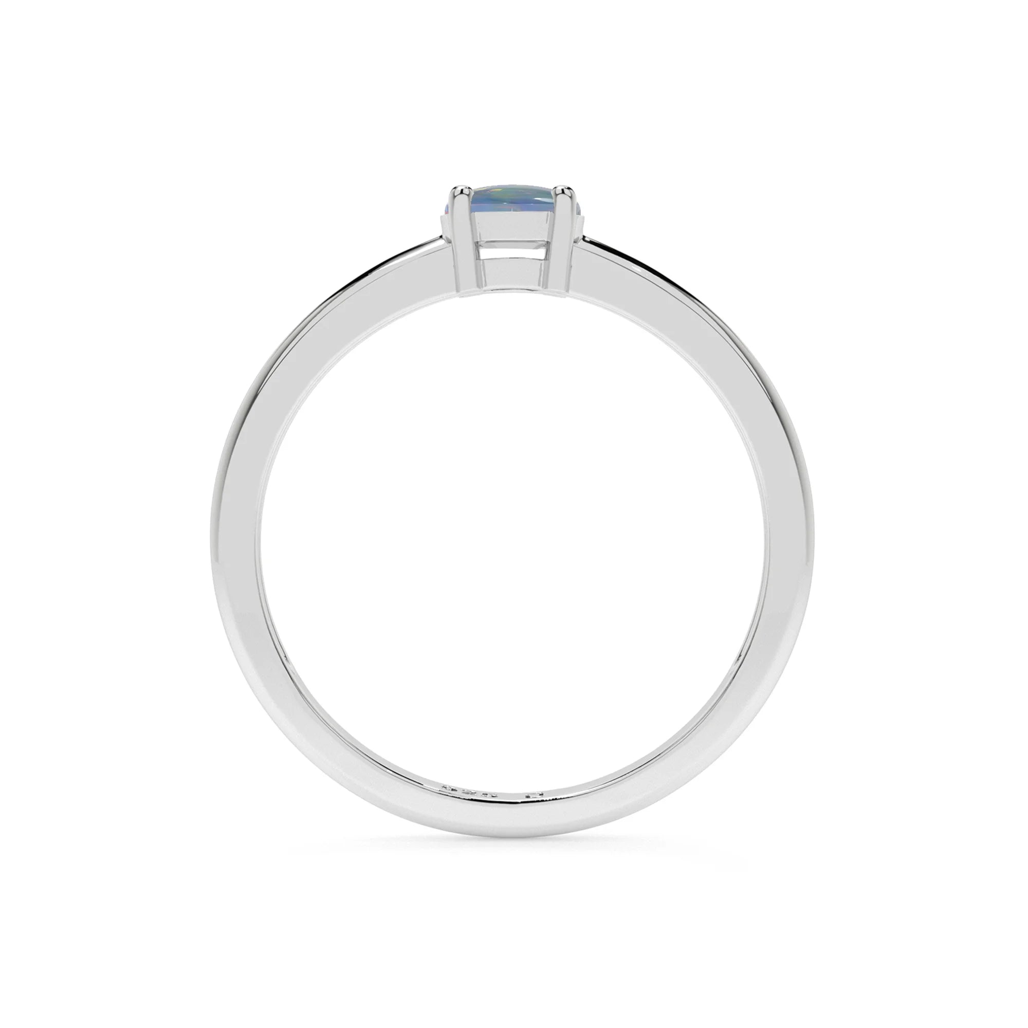 australian opal round cab stackable prong-set ring