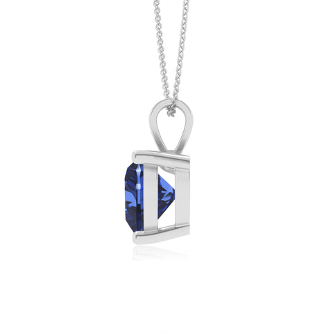 lab grown blue-sapphire heart shape solitaire v-bale pendant necklace