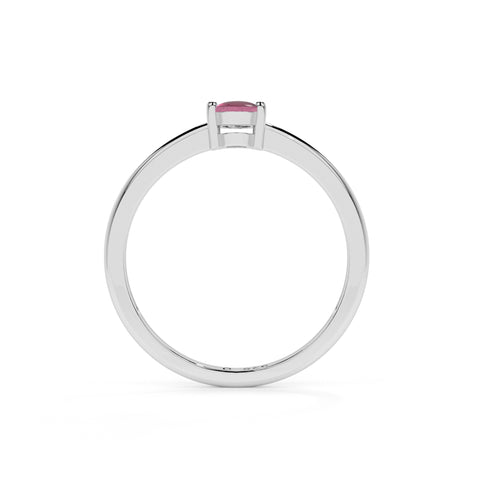 pink tourmaline oval cab stackable prong-set ring