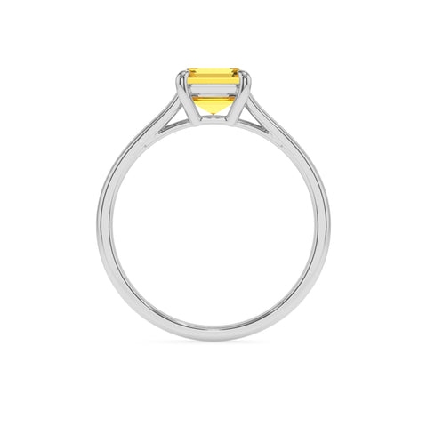 lab grown yellow sapphire emerald solitaire engagement ring