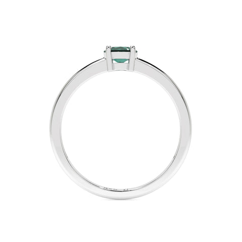 green tourmaline round cut stackable prong-set ring