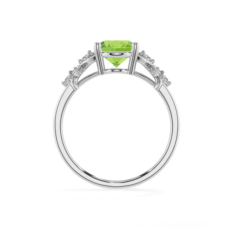 natural peridot oval criss cross solitaire engagement ring