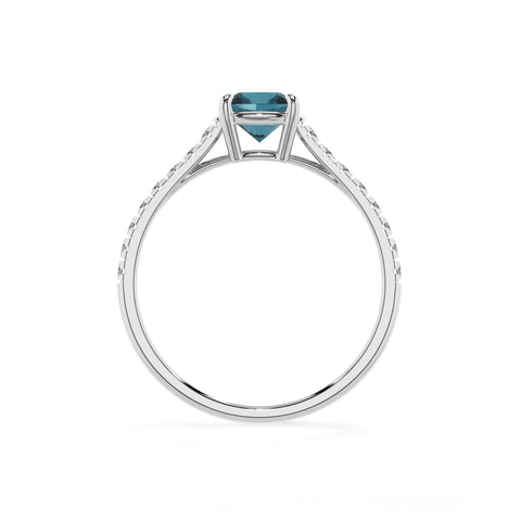 natural london blue topaz cushion half eterity solitaire engagement ring