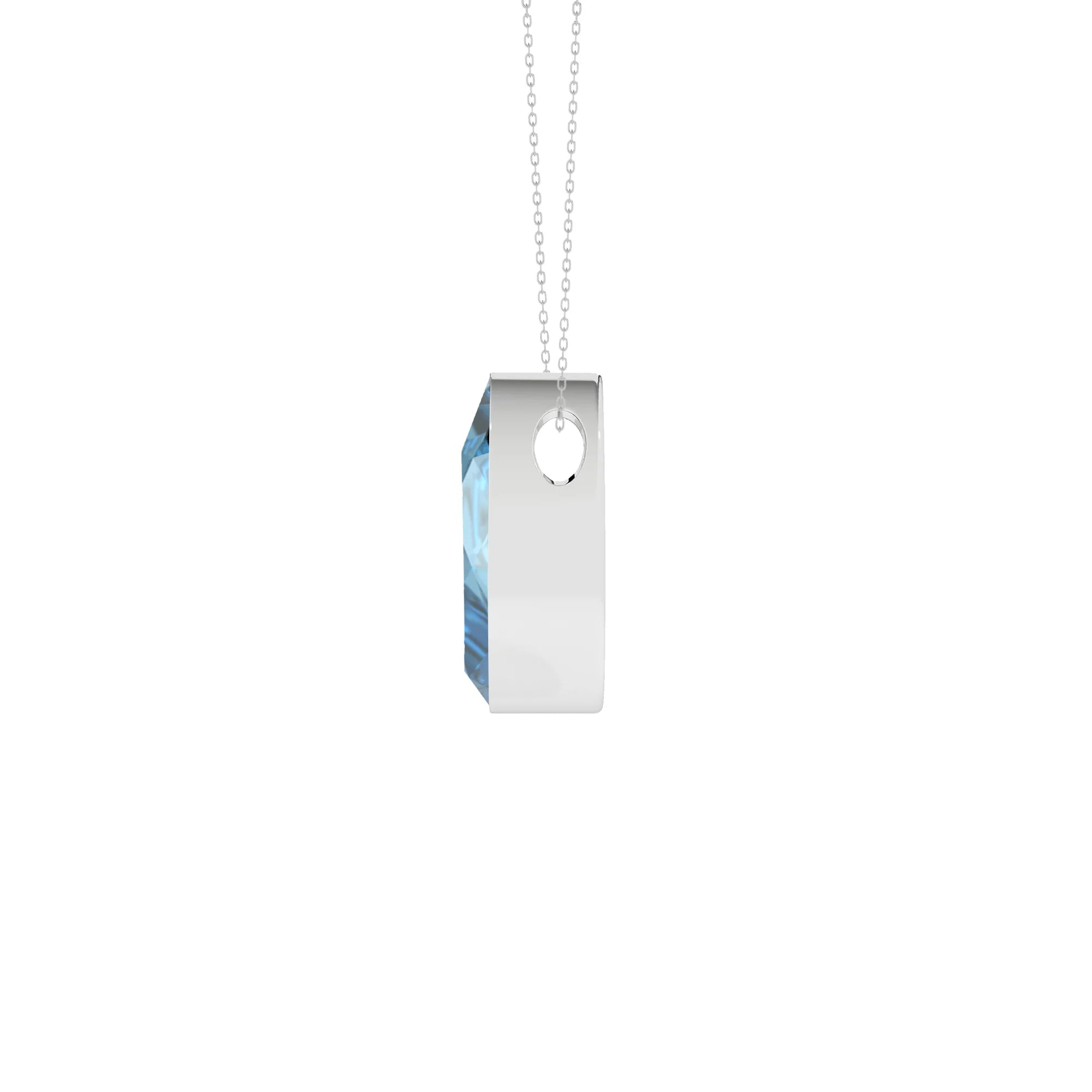natural swiss-blue-topaz pear shape pendant necklace
