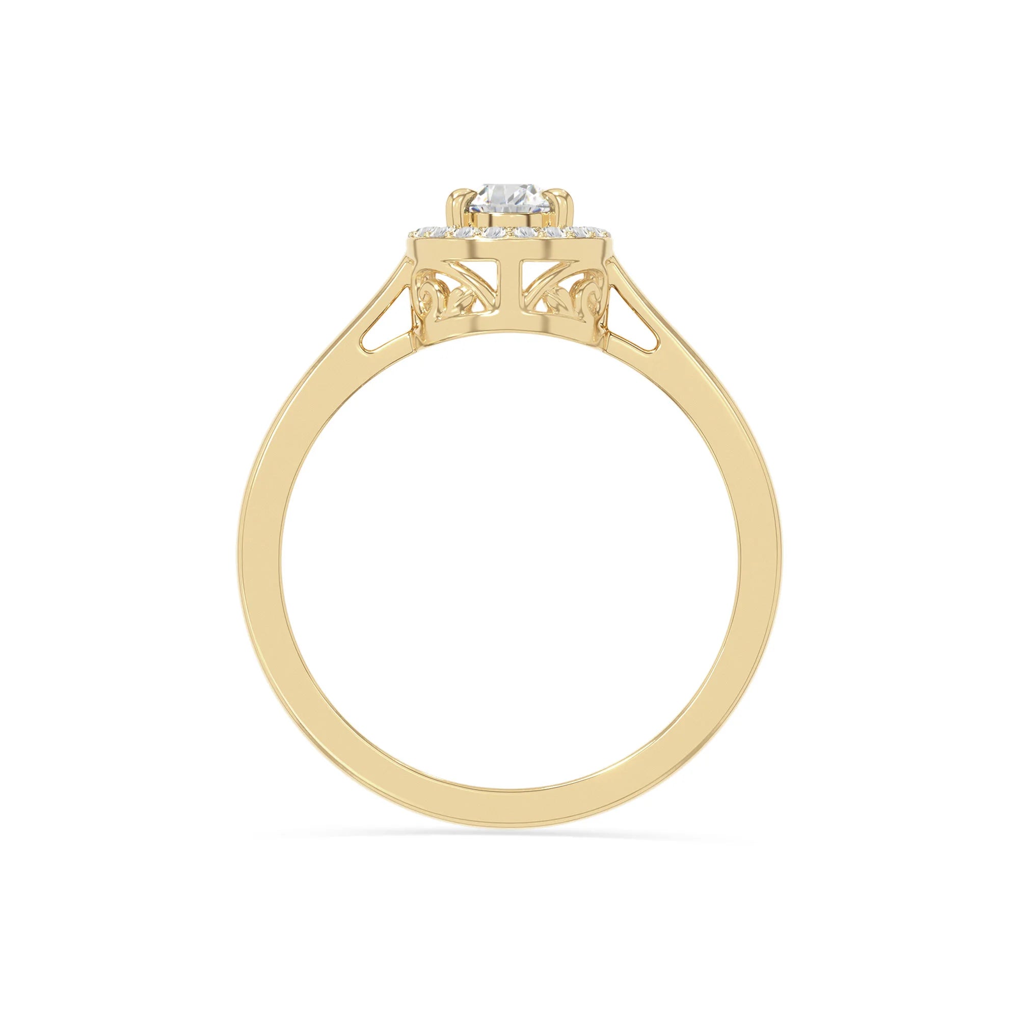 natural moissanite solitaire halo engagement rings in yellow gold vermeil