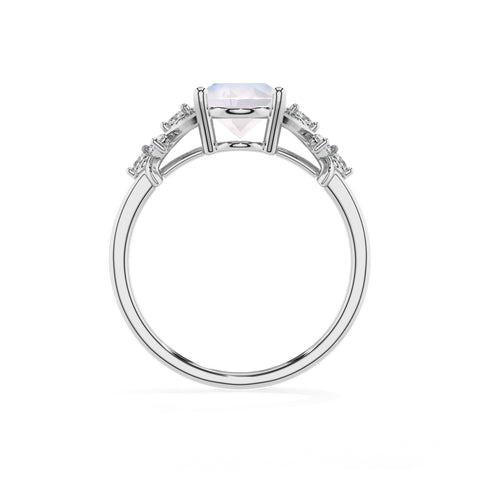 natural rainbow-moonstone oval criss cross solitaire engagement ring