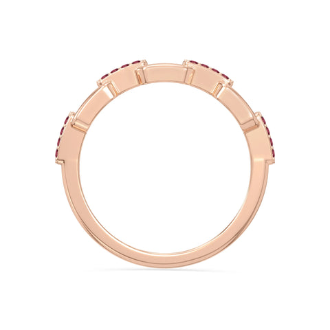 natural ruby interlocking wedding band rings in rose gold vermeil